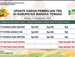 Update Harga Tandan Buah Segar (TBS) 17 September 2024