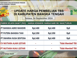 Update Harga Tandan Buah Segar (TBS) 24 September 2024