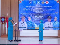 Pelantikan Bunda Paud dan Ketua Dekranasda Kabupaten Bangka, Jumat (23/5/2025) di Graha Maras.
