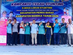 Kampanye Cegah Stunting di Lapangan Bola Desa Mendo, Kecamatan Mendo Barat, Jumat (16/05/2025)