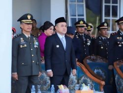 Upacara Peringatan Hari Ulang Tahun Bhayangkara ke-79, Selasa (01/07/2025) di Halaman Kantor Bupati Bangka.