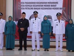 Pengambilan Sumpah Janji dan Pelantikan Kepala Desa hasil pemilihan Pergantian Antar Waktu (PAW), di Gedung Pertemuan Graha Maras, Rabu (02/07/2025)