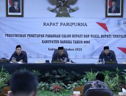 Paripurna Terbuka terkait Pengumuman Penetapan Pasangan Calon Bupati dan Wakil Bupati Bangka Terpilih, Sabtu (4/10/2025)